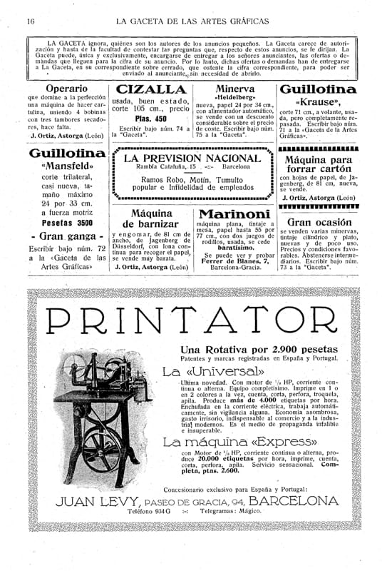 La Gaceta de las artes gráficas del libro y de la industria del papel.
Impremta, Barcelona. Tormiq. recursos gratis